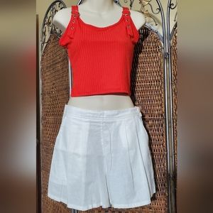 Set! NWT Max Studio Ivory Linen Shorts, used Adjustable Red Buckle Crop Tank Top